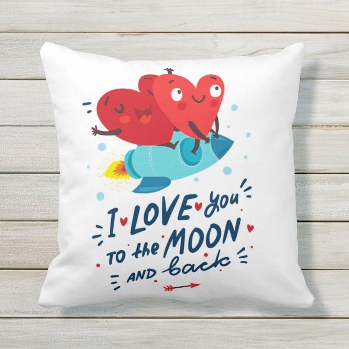 Love Rocket | Valentines Day | 16 x 16 | Cotton Jute | Cushion Cover + Faux insert.