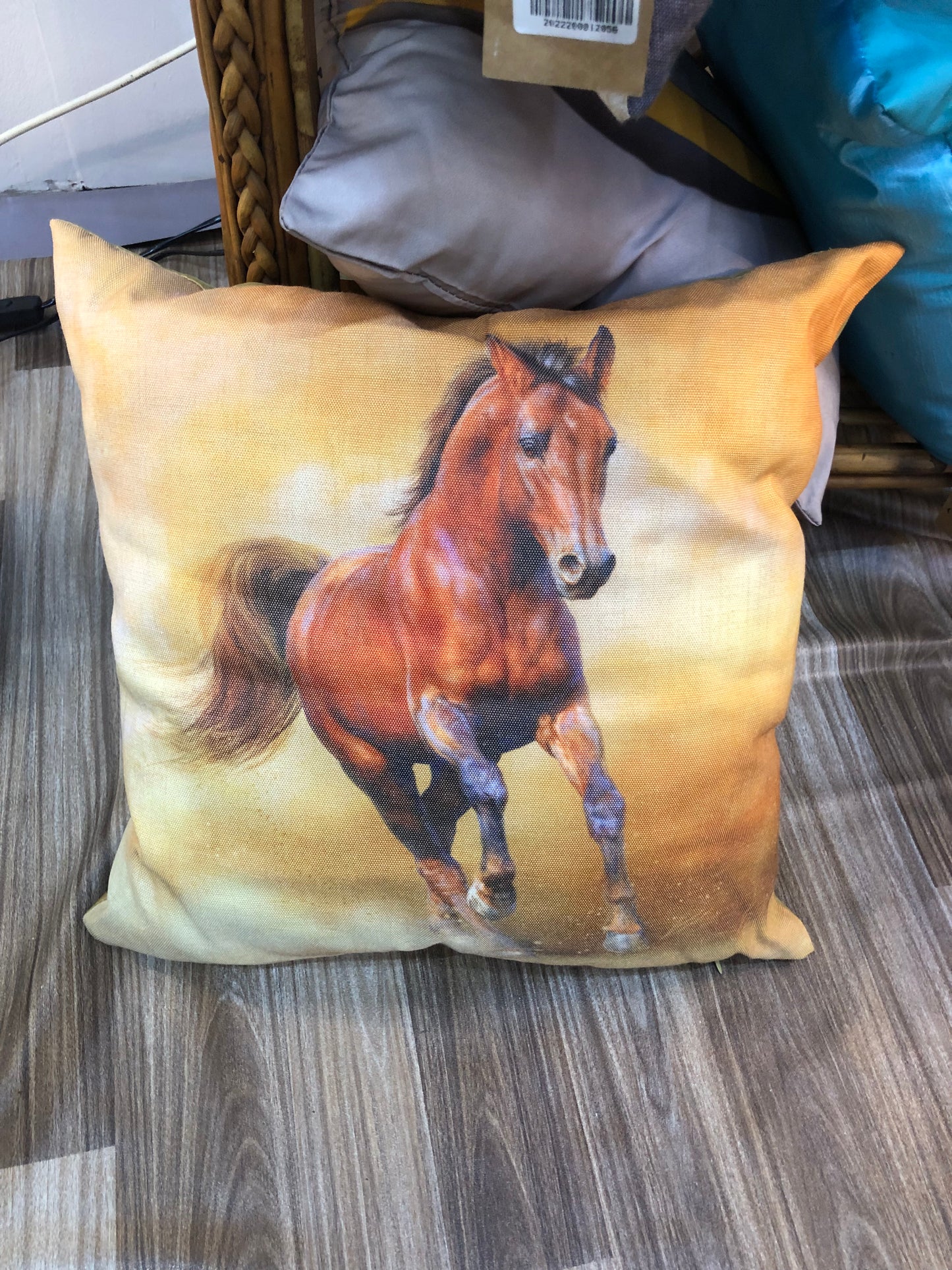 A Regal Horse Cushion | Brown | Printed Jute | 18” x 18”