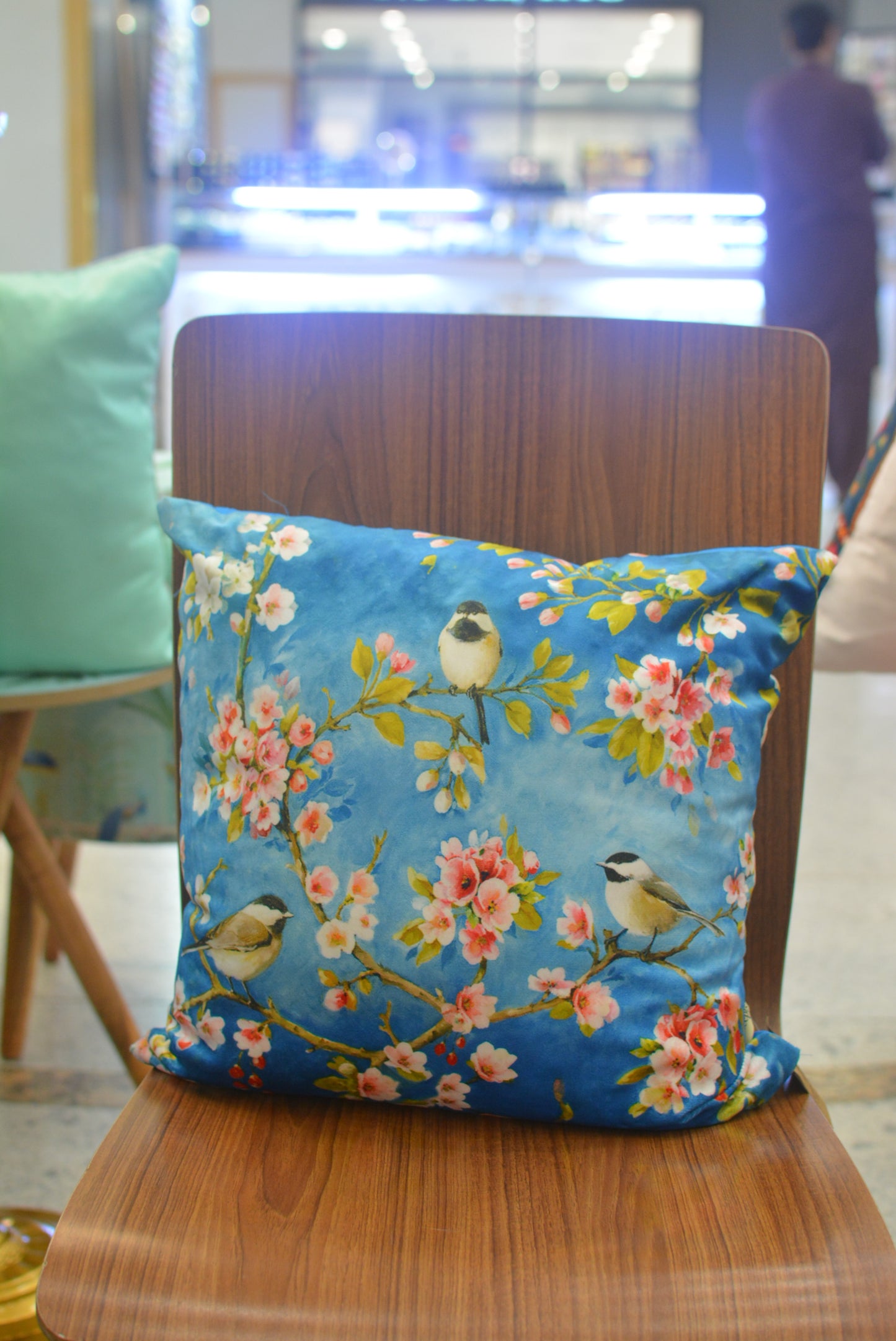Birds in Blossom Cushion | Birds in Blossom Collection | Velvet | 18" x 18"