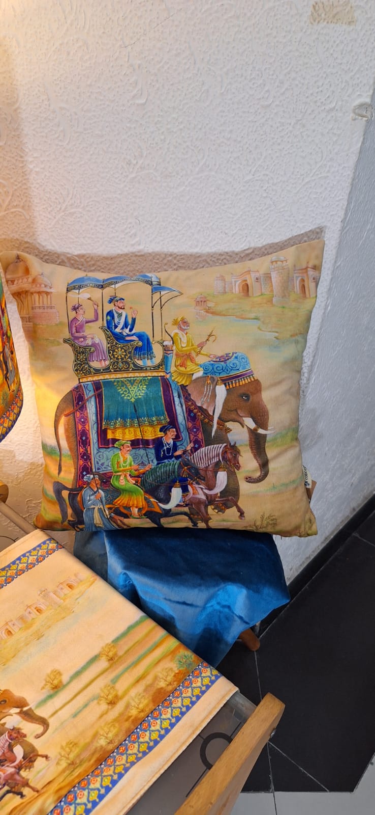 Elephant Mughal Cushion | Mughal Collection | Velvet | 18" Diameter | 18" height