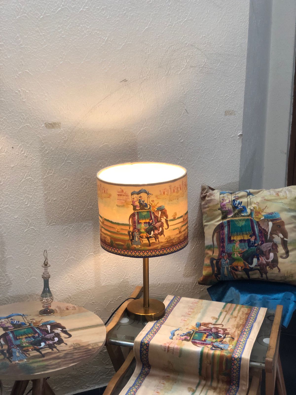 Elephant Mughal Lampshade | Only Lampshade | Mughal Collection | Velvet | 12" Diameter