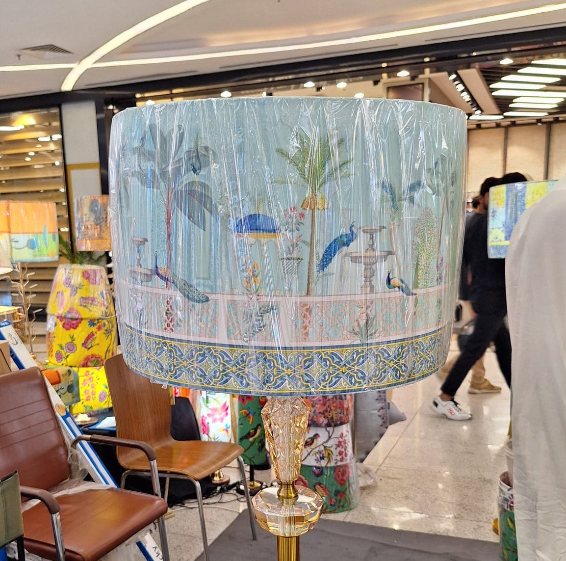 Peacock Panache Lampshade | Peacock Panache Collection | Velvet | 16" Diameter