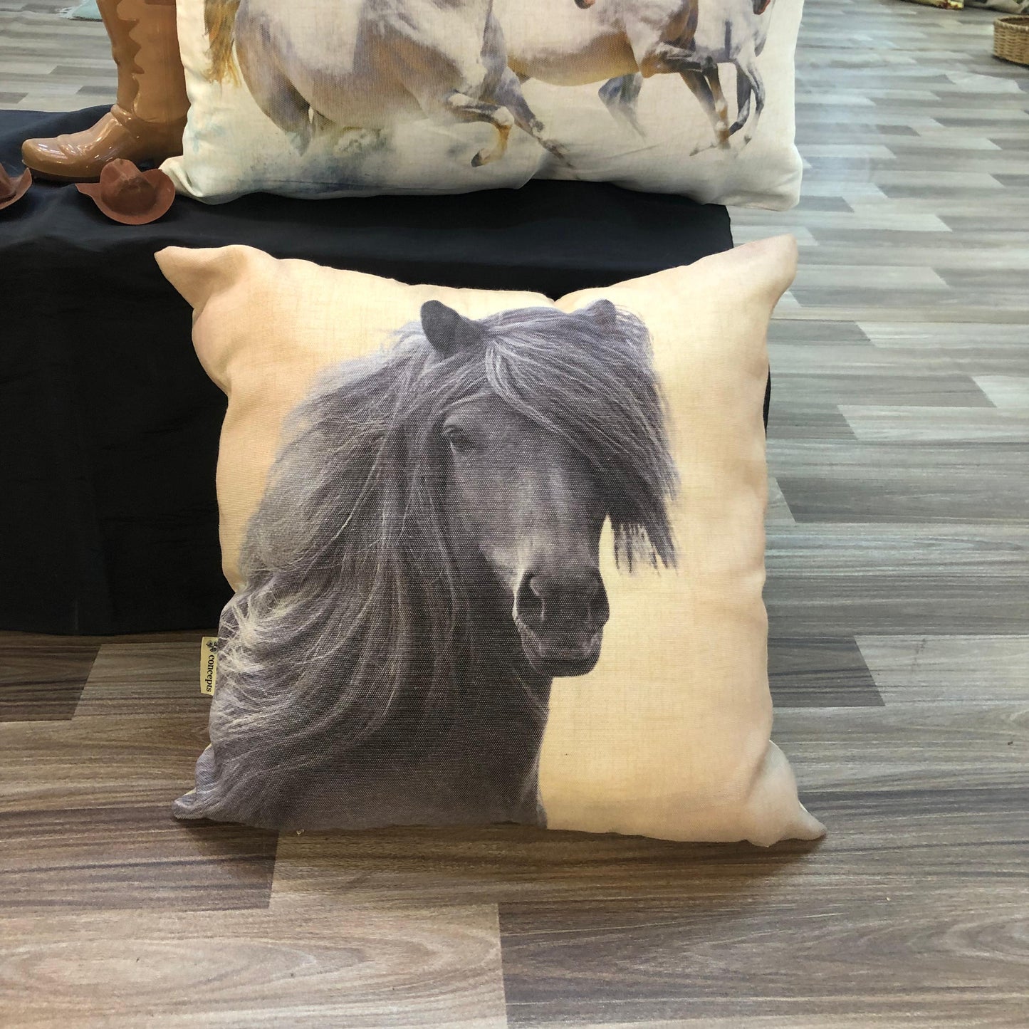 A Regal Horse Cushion | White | Printed Jute | 18" x 18"