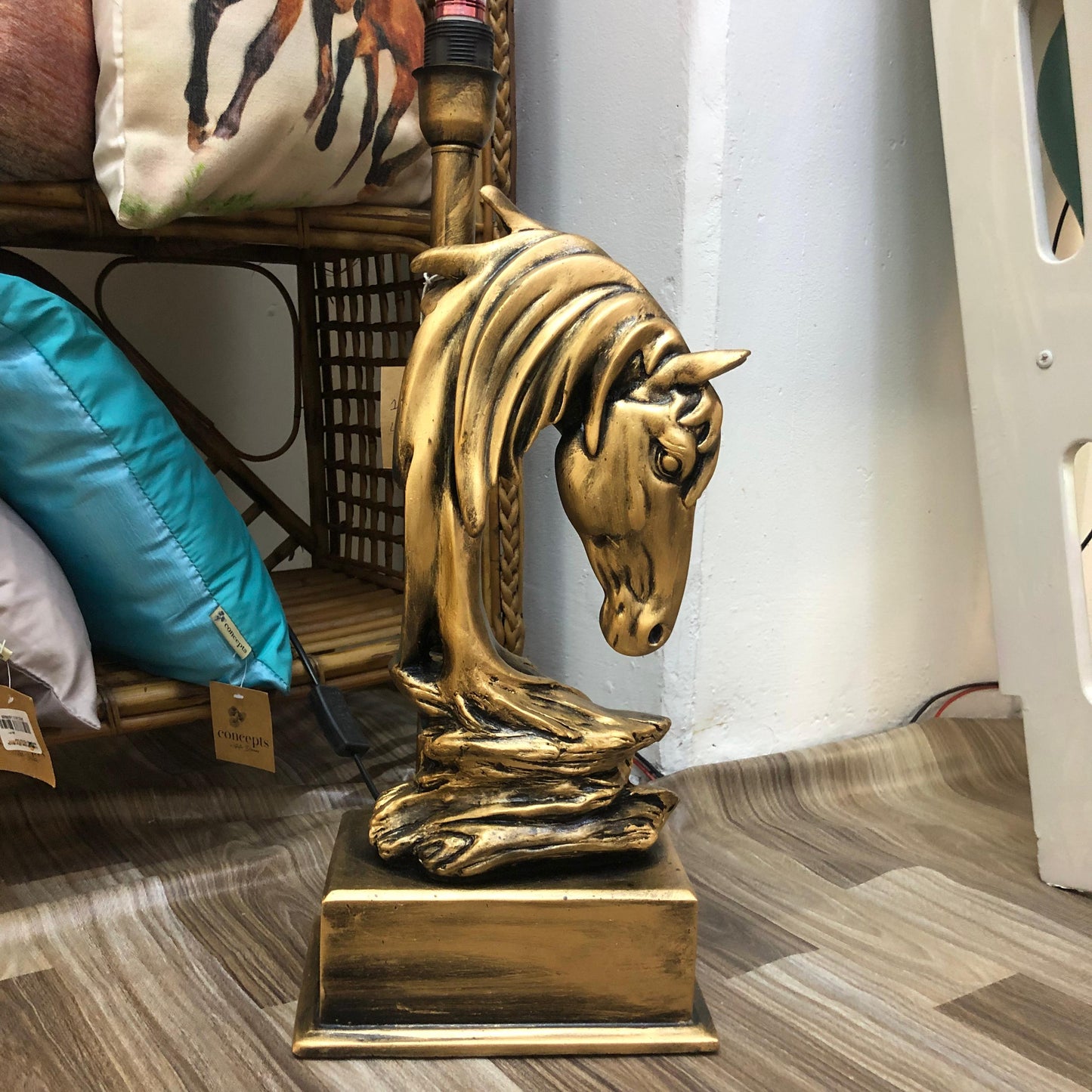 A Regal Horse Lampshade | Golden | Printed Jute | 18" x 10"