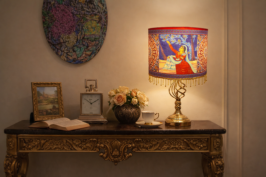 The Rani's Respite Lampshade | Velvet Printed |12" Diameter