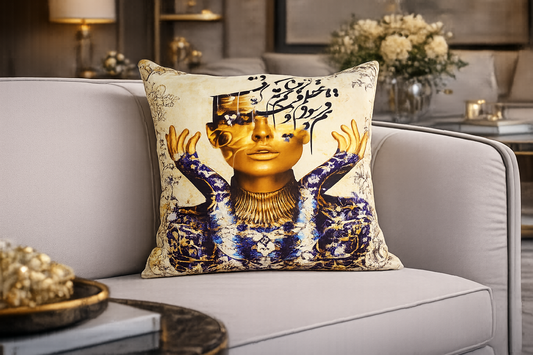 The Azure Empress Cushion | Printed Velvet | 16"x16"
