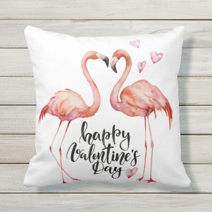 Flamingo love | Valentines Day | 16 x 16 | Cotton Jute | Cushion Cover + Faux insert.