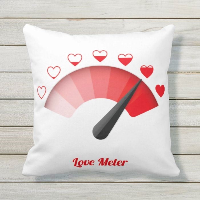 Love Meter | Valentines Day | 16 x 16 | Cotton Jute | Cushion Cover + Faux insert.