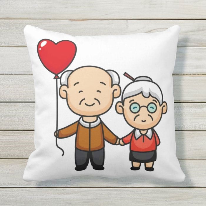 Grow old together | Valentines Day | 16 x 16 | Cotton Jute | Cushion Cover + Faux insert.
