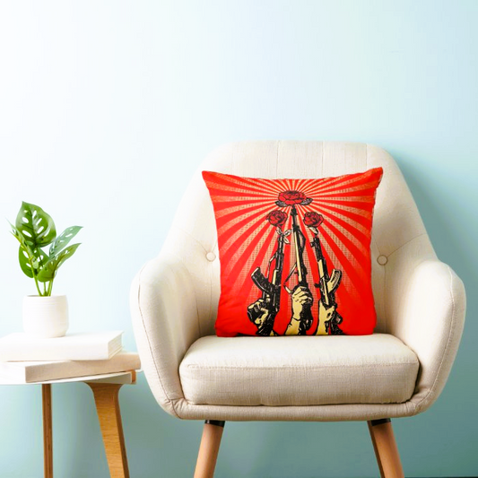 Guns and Roses | Freedom | 18 x 18 | Dull Silk | Cushion Cover + Faux insert.