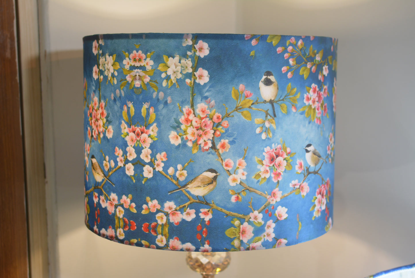 Birds in Blossom Lampshade | Birds in Blossom Collection | Velvet | 14" Diameter | 10" Diameter