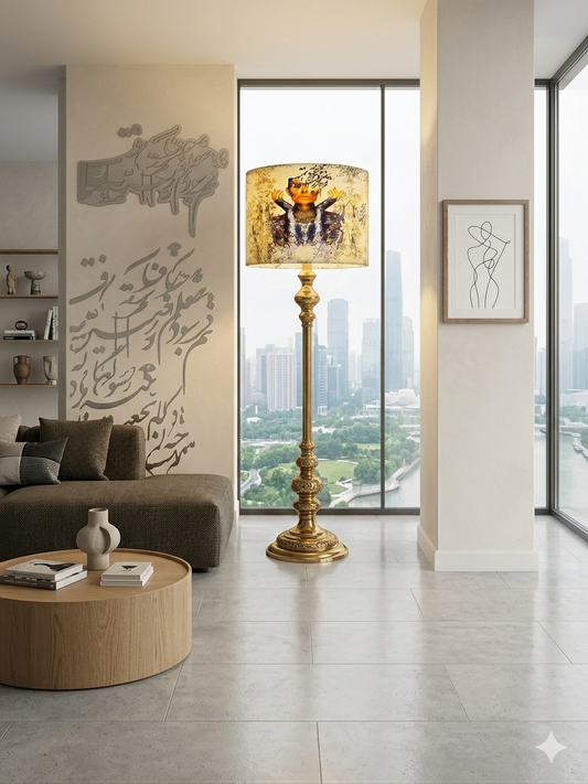 The Azure Empress lampshade | Printed Velvet | 14" Diameter