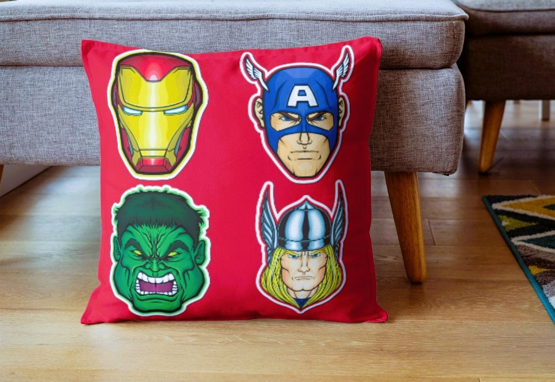 Iron Man, Captain America, Hulk, Thor | Superhero Cushion | Square | 16 x 16  | Marvel Heros
