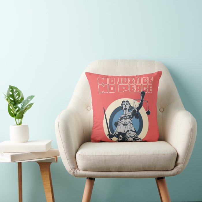 No justice No peace | Freedom | 18 x 18 | Dull Silk | Cushion Cover + Faux insert.