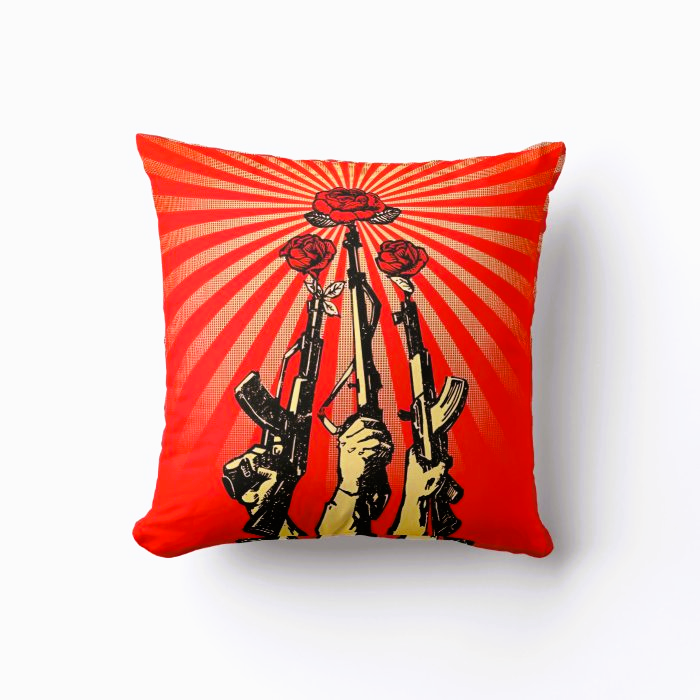 Guns and Roses | Freedom | 18 x 18 | Dull Silk | Cushion Cover + Faux insert.